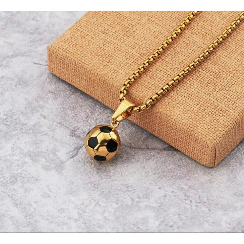 Pingente com corrente em Aço Inox Bola Futebol Campo Salão Messi Cr7 Neimar