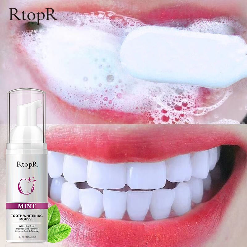 Rtopr Limpeza Dos Dentes Clareador Mousse Remover Manchas Clareamento Oral Higiene De Descontaminação De 60 Ml Creme Dental