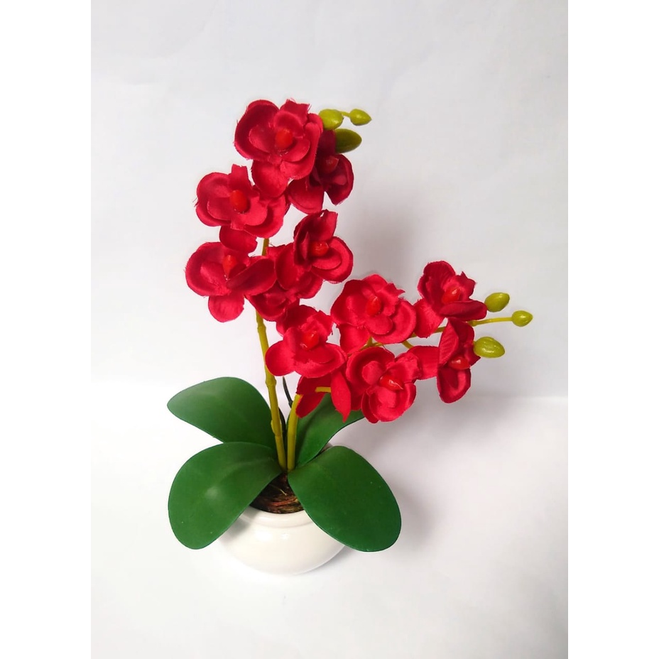 1 Arranjo De Orquídea Vermelha Artificial No Vaso Cerâmica Branco | Shopee  Brasil