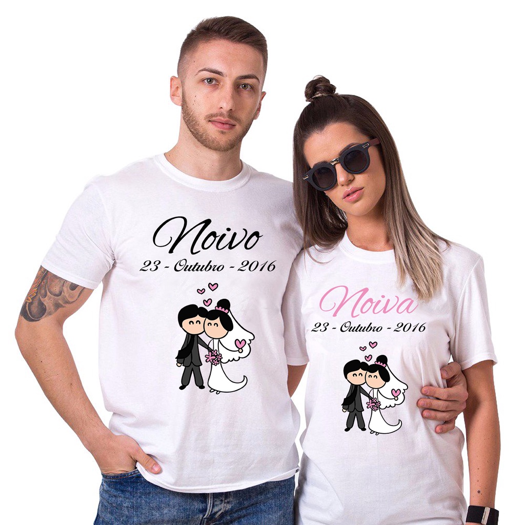 Kit Camisetas NOIVOS DATA PERSONALIZADA NOIVO NOIVA CASAMENTO Combo 2 ...