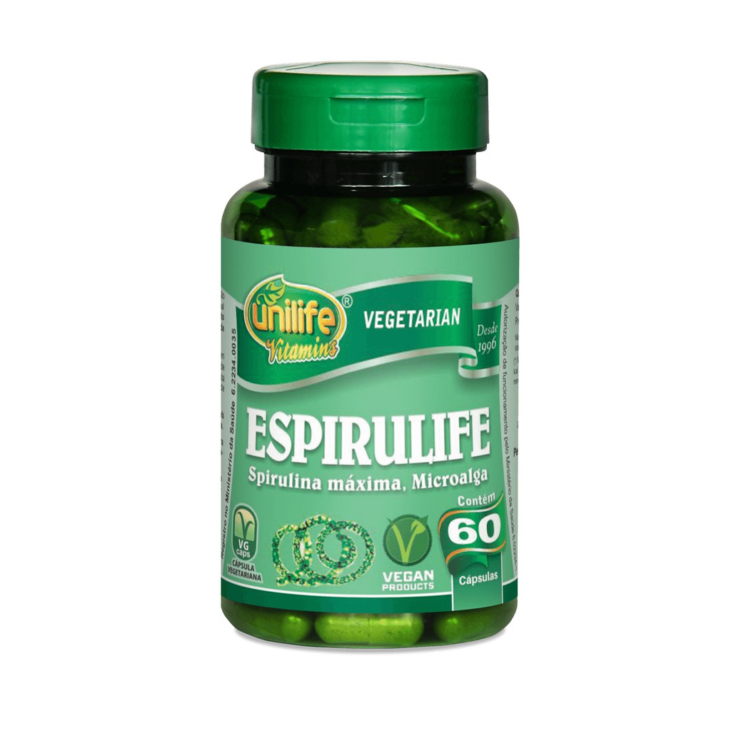 Espirulina 60 Cápsulas 500mg - Unilife