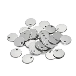 10-50 Unidades Pingente Disco Redondo Aço Inox 6-30mm com Furo Único para DIY Joias Pulseira