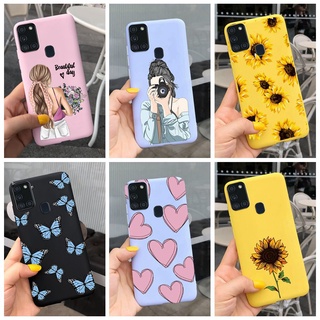 Capa Flexível De Silicone Com Estampa De Girassol Para Samsung Galaxy A21s/M21s SM-A217F F415F
