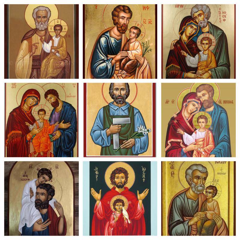 Religioso Santo Joseph Ícone Maria Vigin E Criança Jesus Arte De Parede Pintura Em Tela Quadros Iconografia Cartaz Bom Pastor Caminhando Na Decoração Da Água
