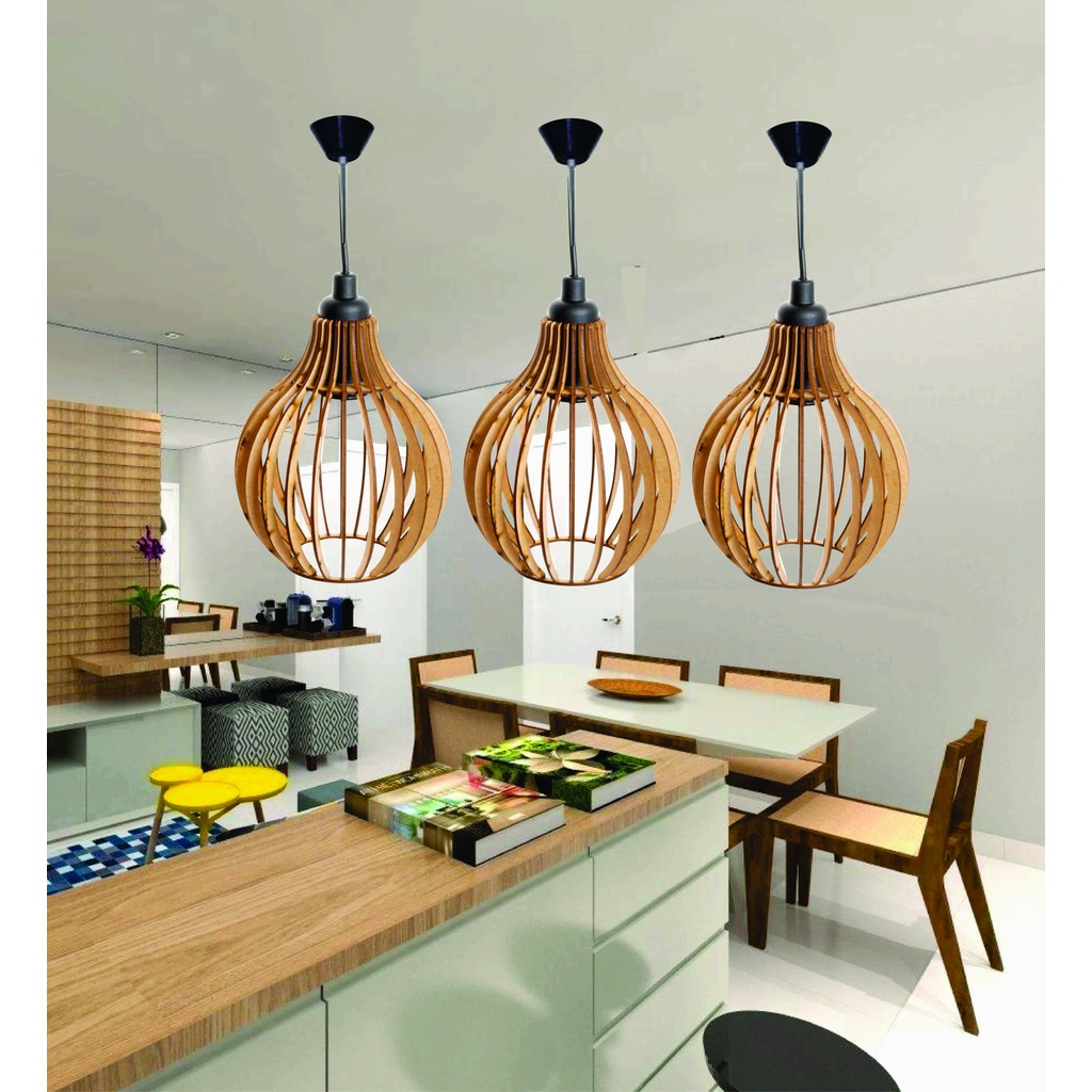 kit 3 pendente teto lúminaria lustre rustico modelo gourmet veneza sala/cozinha/varanda/quarto,sem canopla e sem fiação