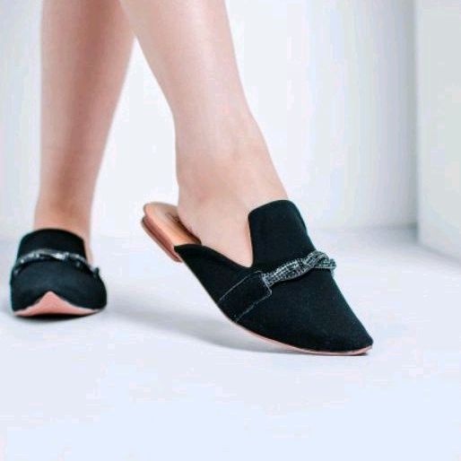 Mule Muller Sapatilha Sapato Rasteira Mocassim Sandalia Confortável Strass Delicado Casual Feminino Bico Fino Moda