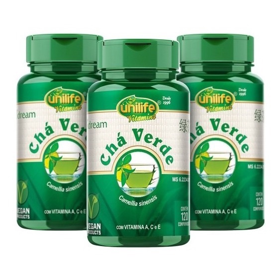 Kit 3 - Cha Verde Unilife 120 Capsulas 400mg - Emagrecedor | Shopee Brasil