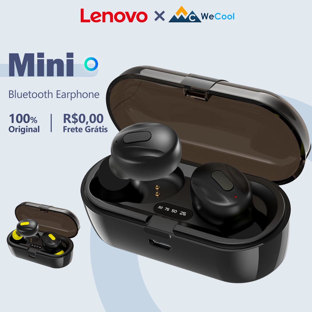 Fone de Ouvido Bluetooth Lenovo x WeCool Moonwalk Mini True Wireless Earphone Bluetooth 5.1 HD Estéreo Baixa Latência Jogos com microfone HD Music