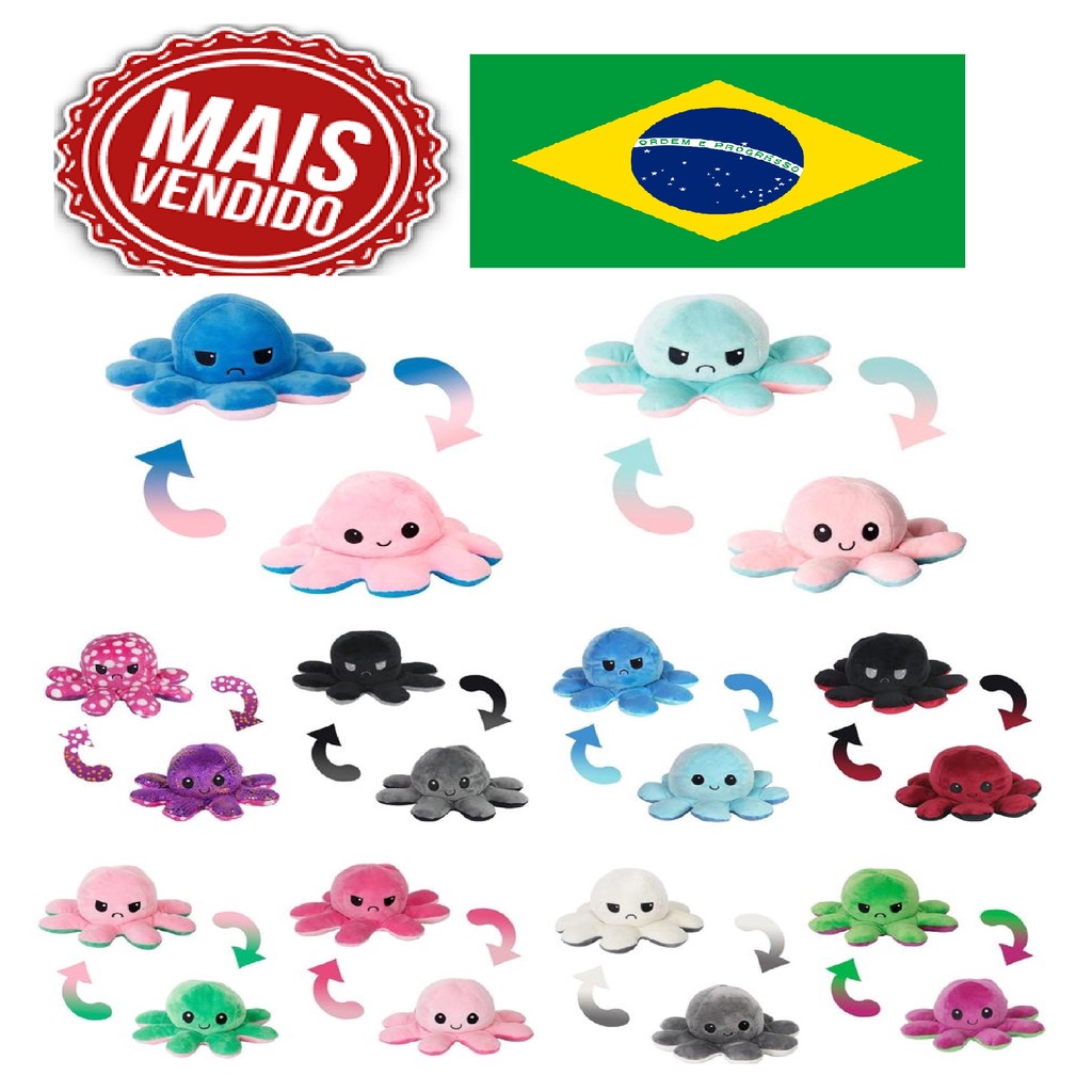 Polvo Tiktok Humor Bravo Feliz Reversível Rosa - Azul - Verde - Roxo - Amarelo