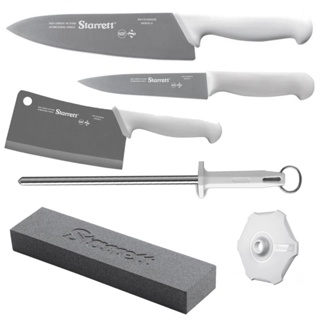 Kit de Facas Chef com Cutelo Branco BKK-6W1 com 6 Peças STARRETT em Oferta na Shopee