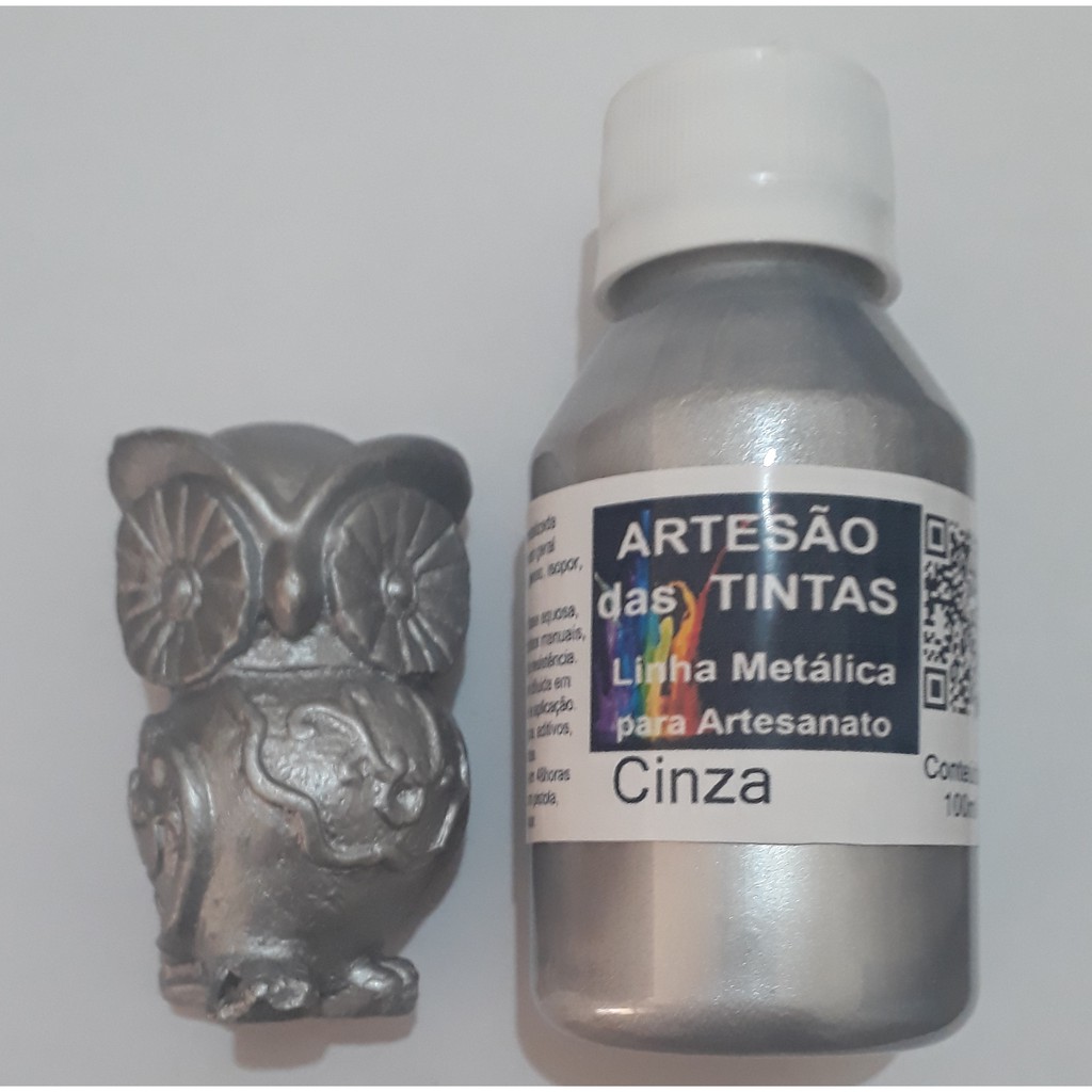 Tinta CINZA Metálica - Tinta Para Arte e Artesanato, gesso - 100Ml em Oferta na Shopee