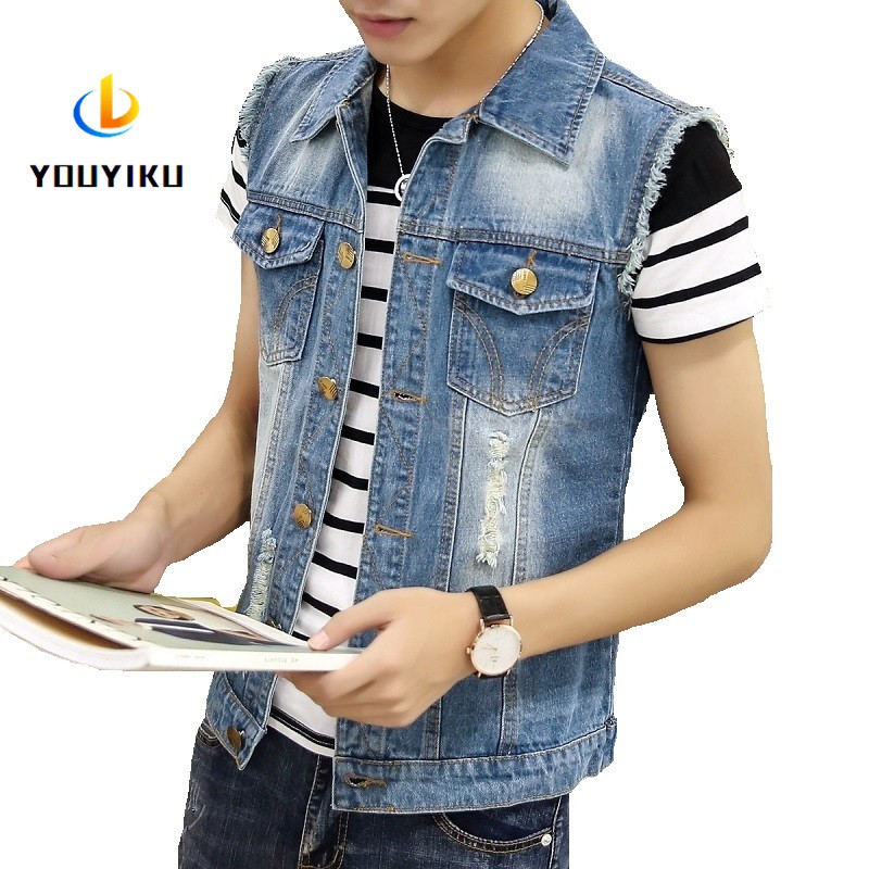 jaqueta jeans sem manga masculina