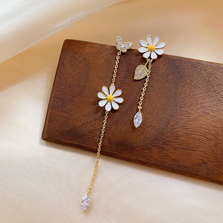 Brincos Assimétricos Estilo Coreano Femininos De Flor Longa Margarida Para Mulheres Floral Delicado Jóias Macias Presente Meninas