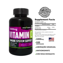Vitamina C 1000MG 100 Caps (100 Doses) Timed Release - Myo Force IMPORTADA