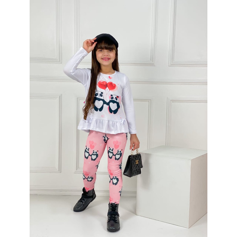 Conjunto Infantil Feminino Meia Estação Conjunto Calça e Blusa Infantil Para Meninas Roupa Infantil Inverno