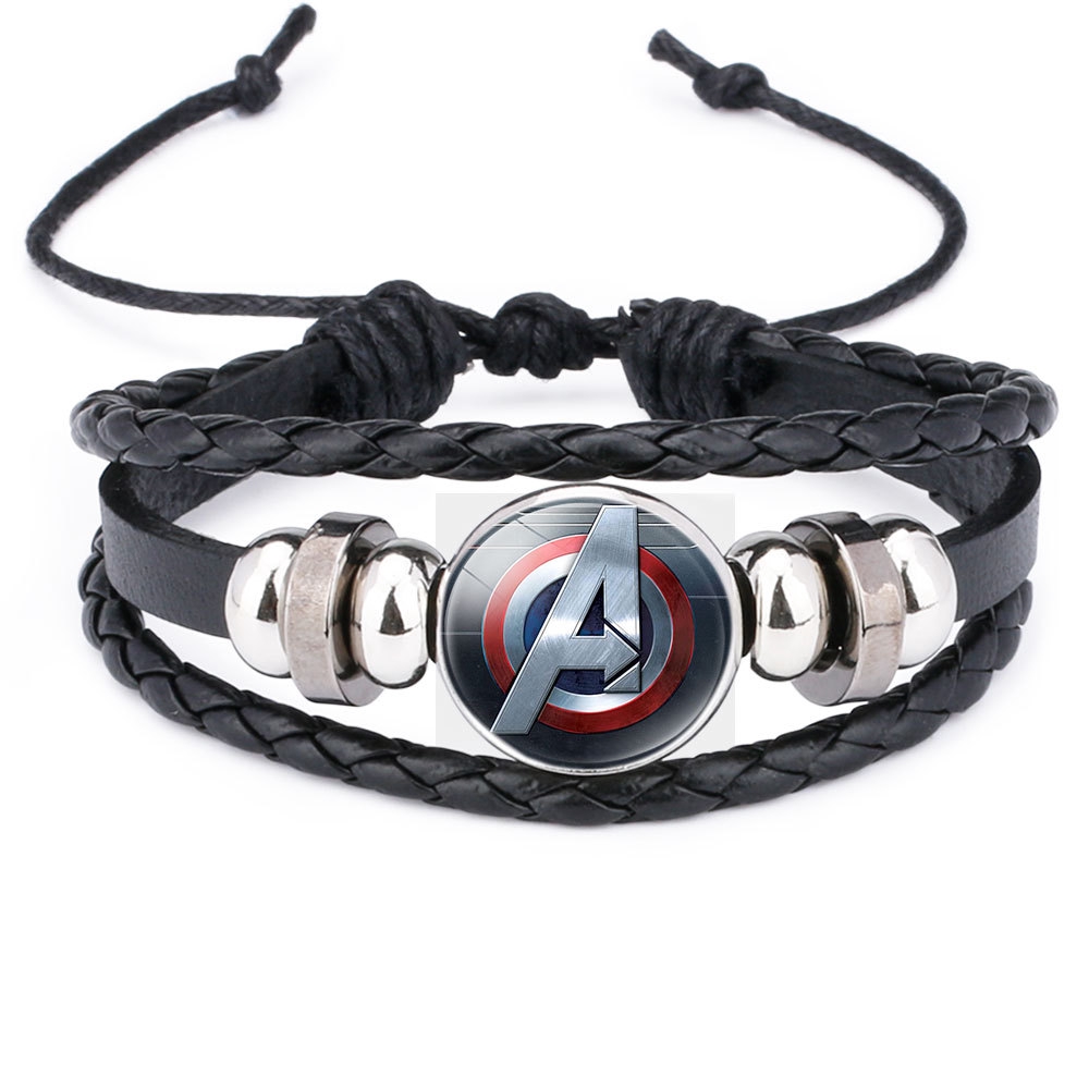 Vingador League Eua Capitão Tempo De Gem Pulseira De Couro Preto Super Herói Ícone Pulseira Do Miúdo Nx