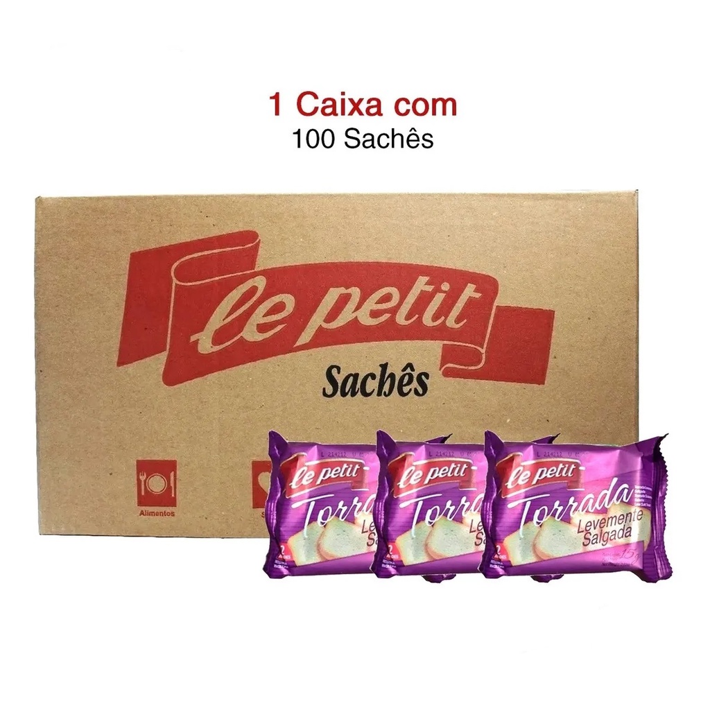 Torrada Salgada Individual Lanche Rápido- Coquetel -Escritórios- Clínica / Cx C/100un - 2 unid. cada Sachê em Oferta na Shopee