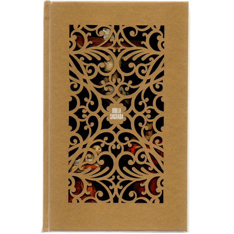 Bíblia Sagrada Jesus Cristo Artística | NVI | Letra Normal | Capa Dura Dourada em Oferta na Shopee