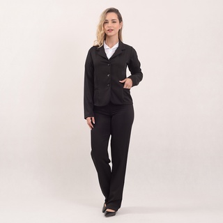Terninho Blazer Feminino (conjunto blazer + calça Two Way Preto)