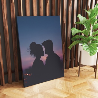 Quadro Personalizado Decorativo com Borda Infinita em Tecido Bodas Aniversário de 15 anos Casamento tamanho grande 50cm x 70cm