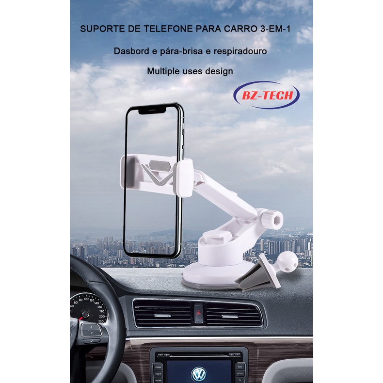 suporte para celular de carro com ventosa resistente firme haste ajuste prolongável rotação 360 base universal veicular ar condicionado