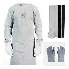 Kit Soldador: Avental Barbeiro+luva+perneira Couro Raspa Epi