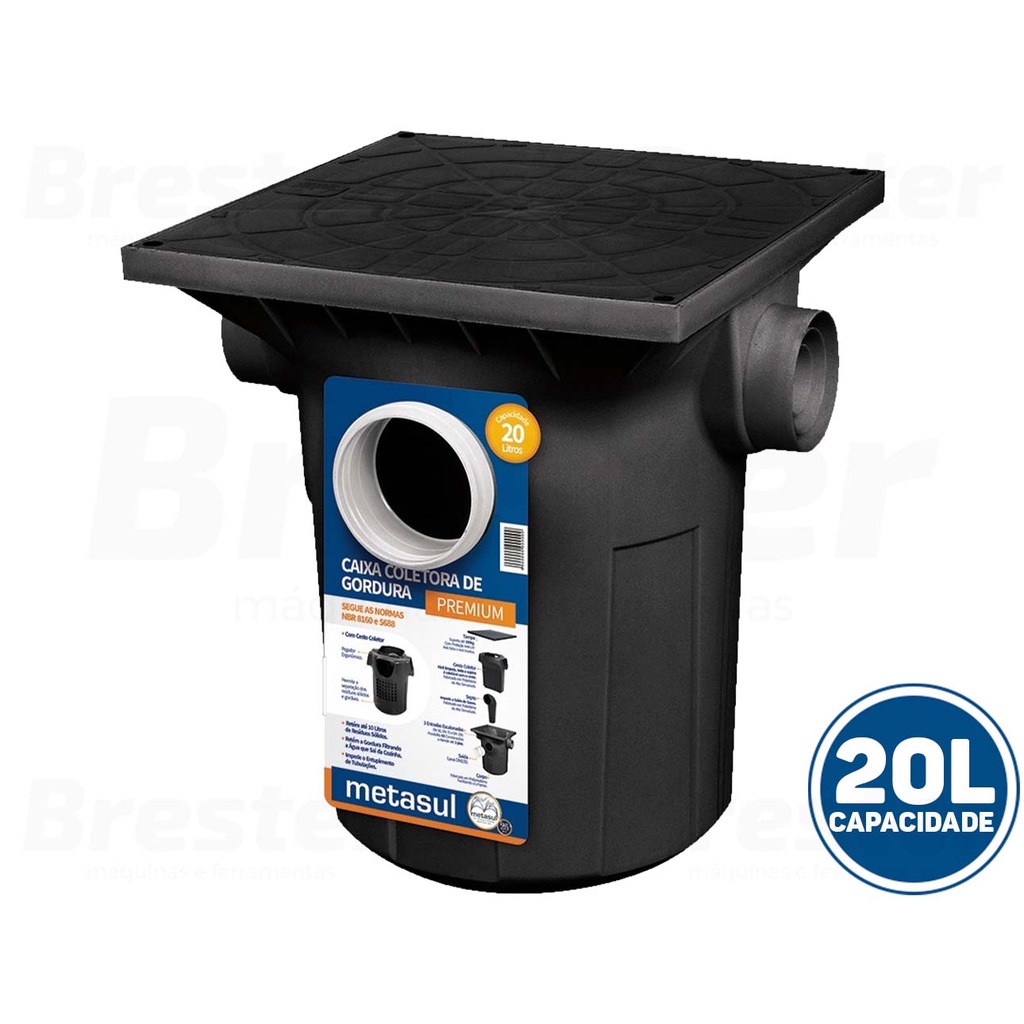 Caixa De Gordura Premium De Esgoto Metasul 42l C/ Cesto Fácil Instalação Entrada/Saída de 100/75/50 em Oferta na Shopee