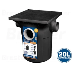 Caixa De Gordura Premium De Esgoto Metasul 42l C/ Cesto Fácil Instalação Entrada/Saída de 100/75/50