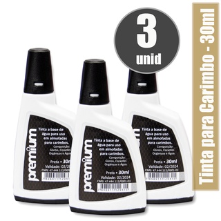 Tinta Para Carimbo Premium 30ml -  3 Unidades