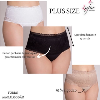 Kit 3 Calcinha Promoção Plus Size Cinta Renda Modeladora Reduz Medidas - Lafar