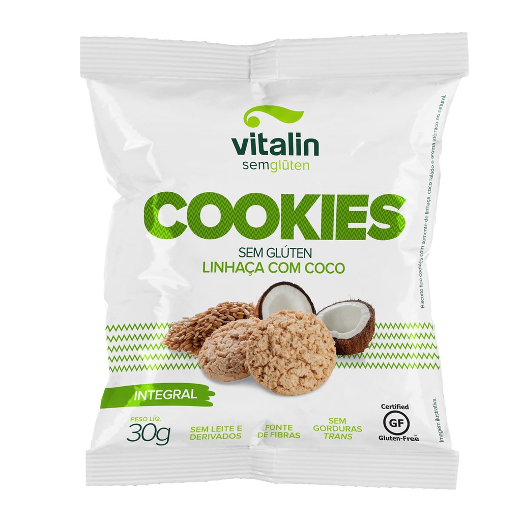 Cookie Sabor Linhaça com Coco  30g - Vitalin em Oferta na Shopee
