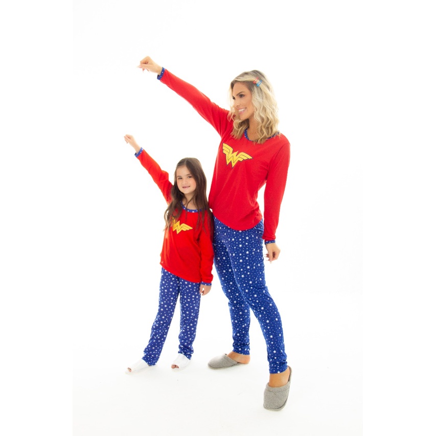 Kit 2 Pijamas FM Malha Premium Mae e Filha MARAVILHA Inverno Blusa Manga Longa Conforto em Oferta na Shopee