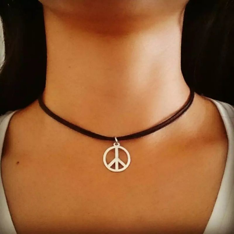 colar choker símbolo da paz hippe rbd rebeldes