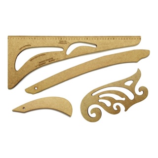 Kit Régua Conjunto Costura Modelista Profissional 4pçs Mdf Promoção pachwork br em Oferta na Shopee