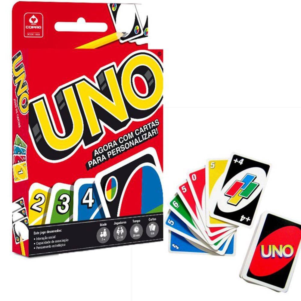 Jogo De Cartas Baralho Uno 114 Cartas Original Mattel Copag
