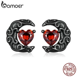 Brincos Bamoer 925 Prata Luz Lua Escura Pinos De Halloween Moda Joias Para Mulheres Homens Presentes