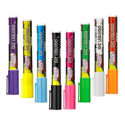 Giz Liquido Neon  6mm 4g- BRW Ponta Versátil Redonda e Chanfrada