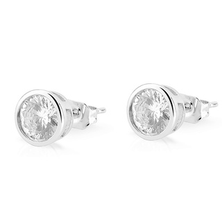 Brinco Ponto de Luz Prata Pedra Zircônia 6mm Banhado Ouro Branco