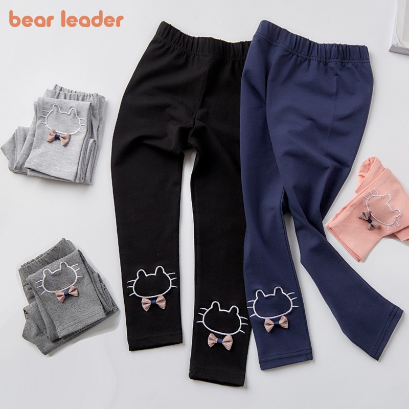 Calça Legging Infantil Feminina Elástica De Algodão Com Estampa De Desenho De Gato 3-8a