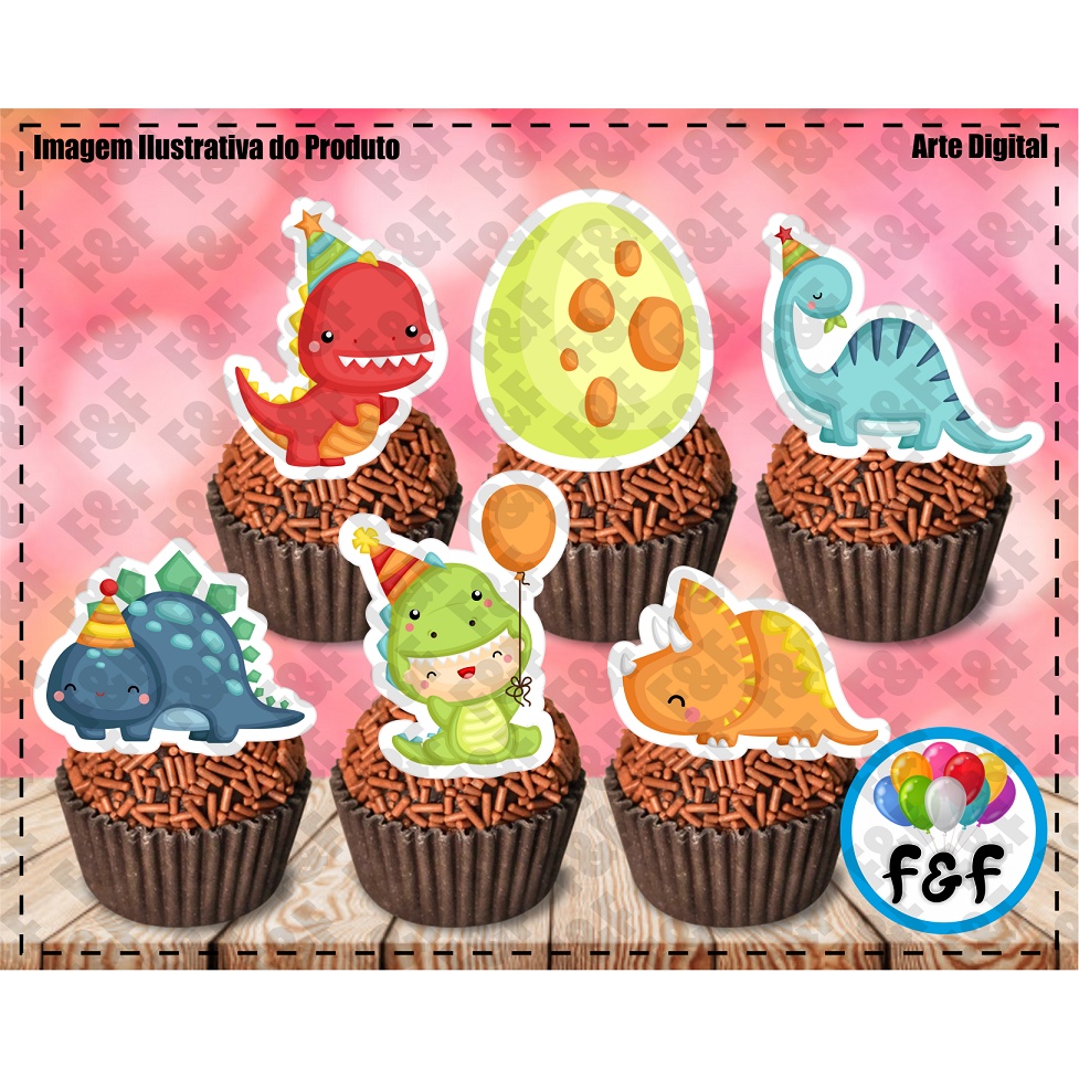 Toppers Tags Docinhos Doces Dinossauro Baby Bebê em Oferta na Shopee