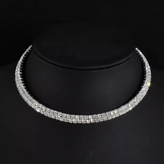 Colar de strass para feminina moda para festa  modelo dupla camada/camada unica/tres camada em Oferta na Shopee