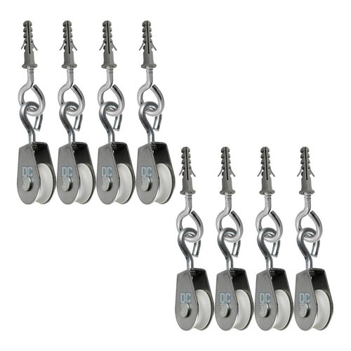 Roldana Plástica 2cm Branca 30kg 8un + 15m Corda 4mm Para Varal e Adaptações **