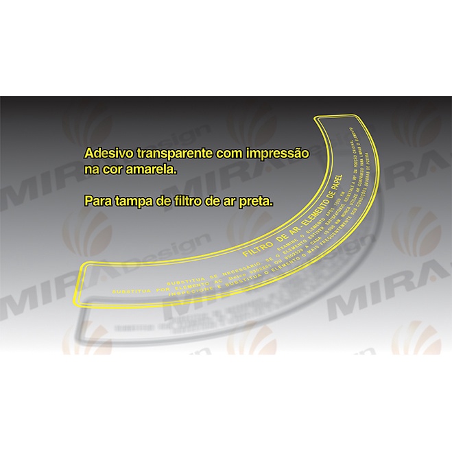 Adesivo TROCA FILTRO AR GM CHEVETTE OPALA (Transp. Letras Amarelas Gd)