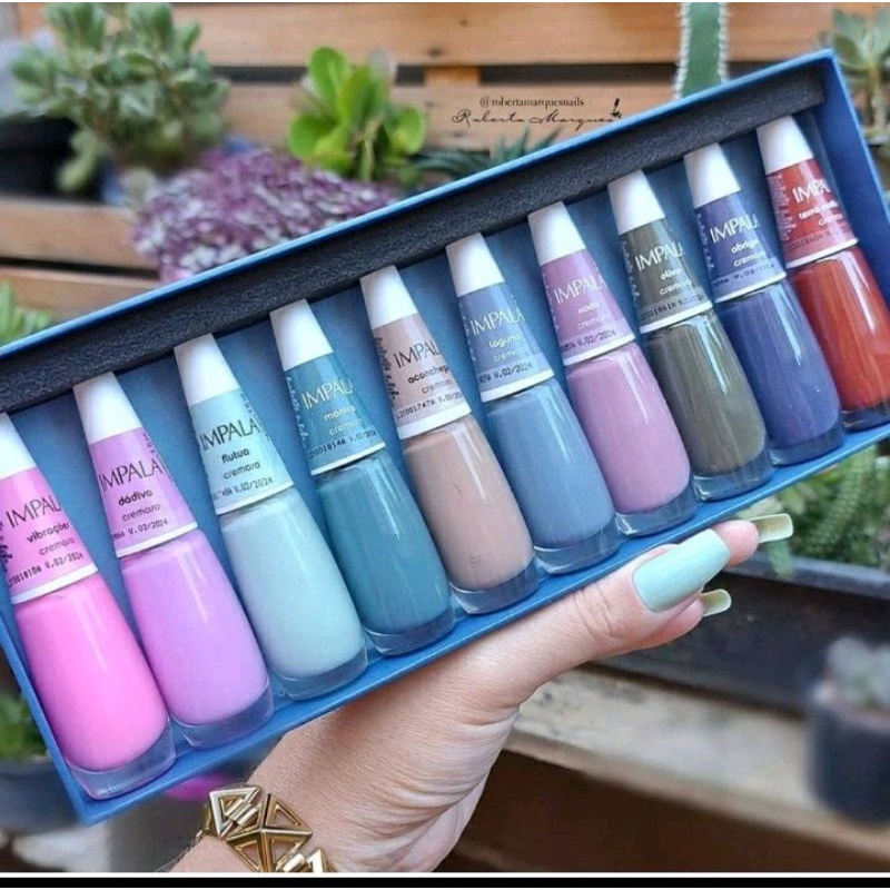 kit com 10 esmaltes impala