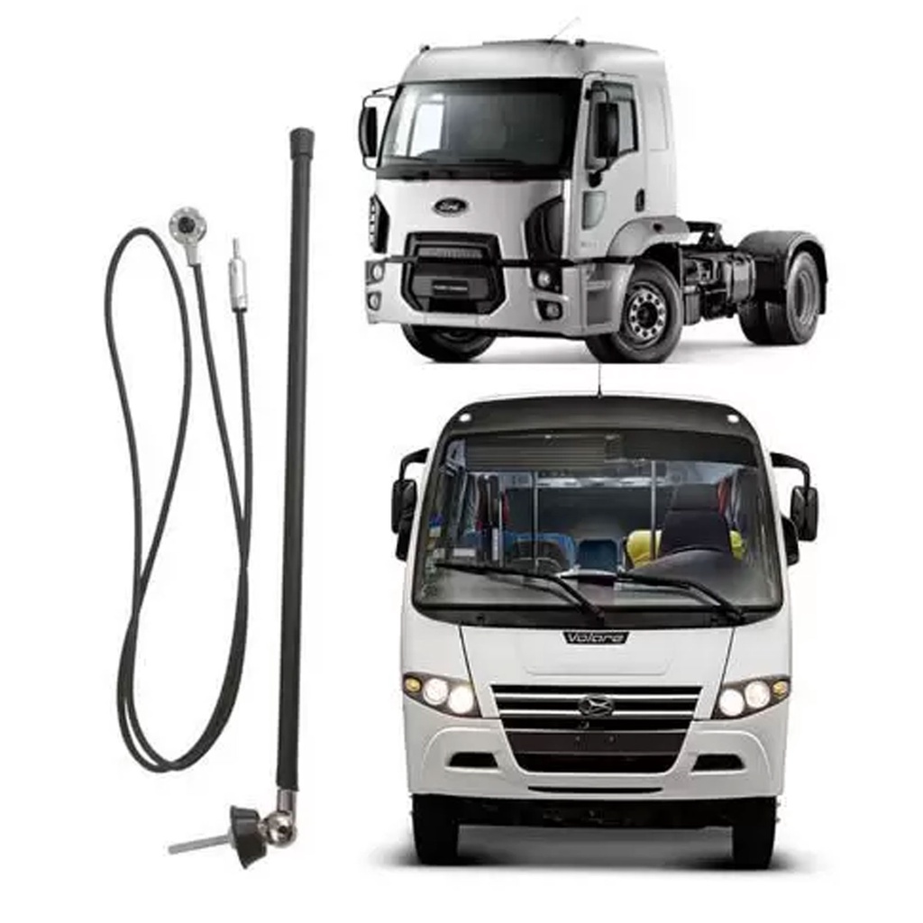 Antena Cargo Universal Caminhão Ônibus Vans Am / Fm Flexível Com Extensão de 1,20m