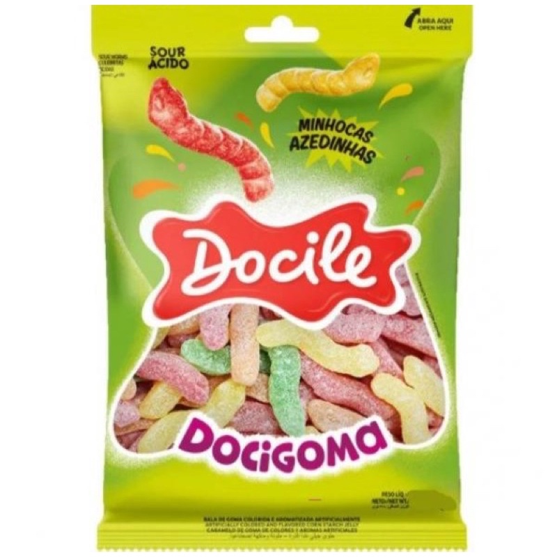 Bala de Goma Docigoma Minhocas Azedinhas -  Docile - 190g