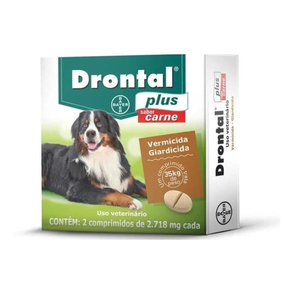 Vermífugo Drontal Plus Carne Cães Até 35kg Com 2 Cpr - Bayer