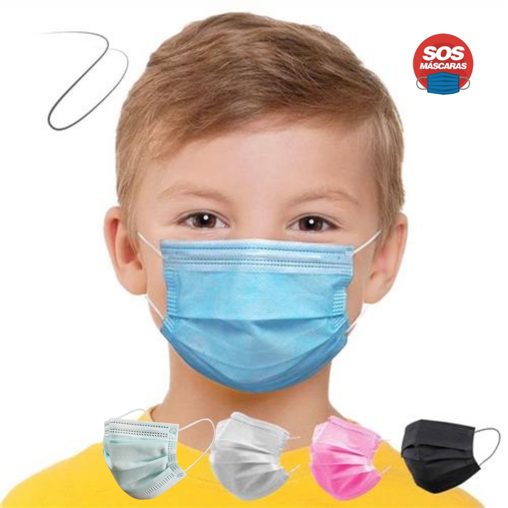 KIT 50 Máscara Infantil Descartável 3 camadas C/ Filtro Meltblown