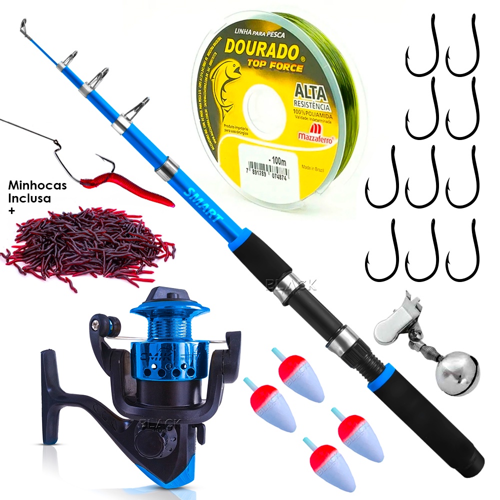 Kit de Pesca Vara e Molinete C/ Linha de Pesca (Ref. 06)