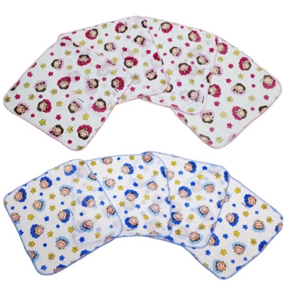 Fraldinha De Boca Bebê Turma Da Mônica E Cebolinha 33x33cm Com Crochê